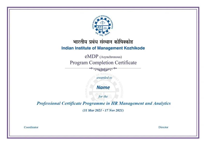 sample certificate iimk  and upgrad 